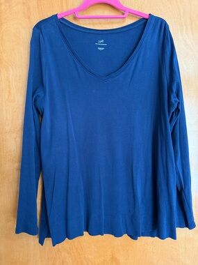 J. Jill Deep Blue V-Neck Long Sleeve Top